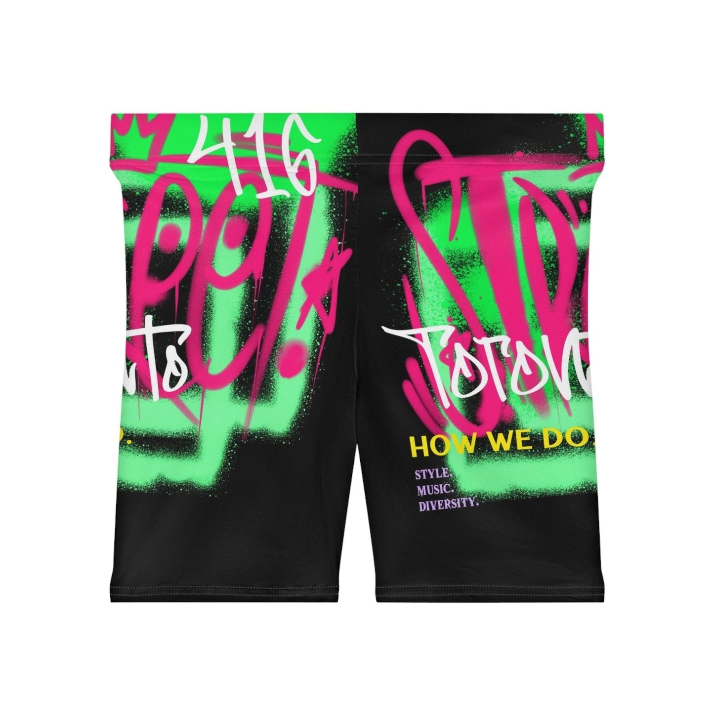Graffiti Black 90s Women's Biker Shorts - Toronto. How We Do. Style. Music. Diversity | US - Ohhh So Swag