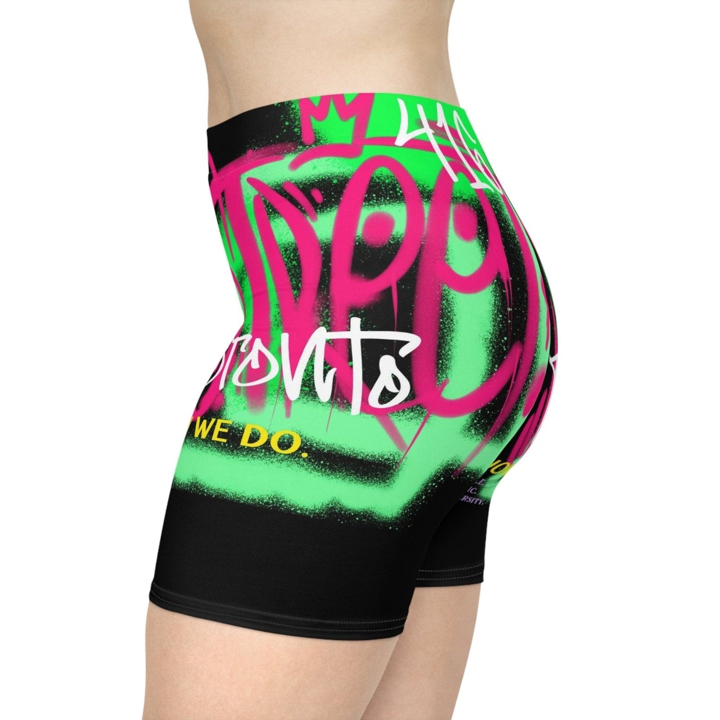 Graffiti Black 90s Women's Biker Shorts - Toronto. How We Do. Style. Music. Diversity | US - Ohhh So Swag