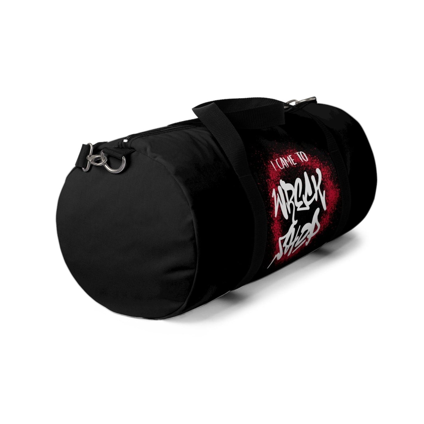 Black Duffel Bag with I Came to Wreck Shop Text and Graffiti Design, Motivational and Hip Hop - Inspired | US - Ohhh So Swag