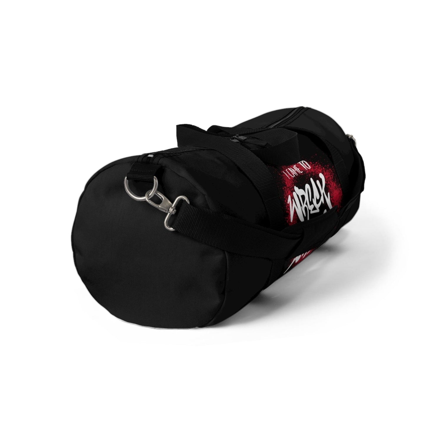 Black Duffel Bag with I Came to Wreck Shop Text and Graffiti Design, Motivational and Hip Hop - Inspired | US - Ohhh So Swag