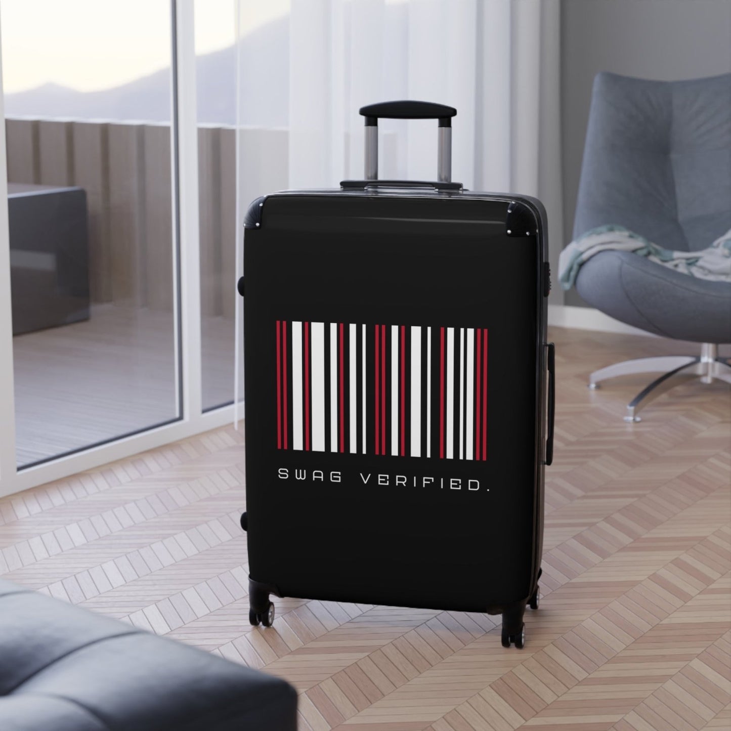 Black Hard Shell Suitcase with Built - in Lock, Sleek Unisex Luggage for Men and Women - Swag Verified. | CA - Ohhh So Swag