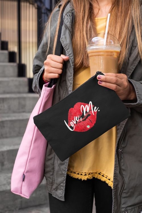 Black Lips Makeup Bag, Lips Toiletry Bag, Lips Cosmetic Bag – Love, Me. Green Heart | US - Ohhh So Swag