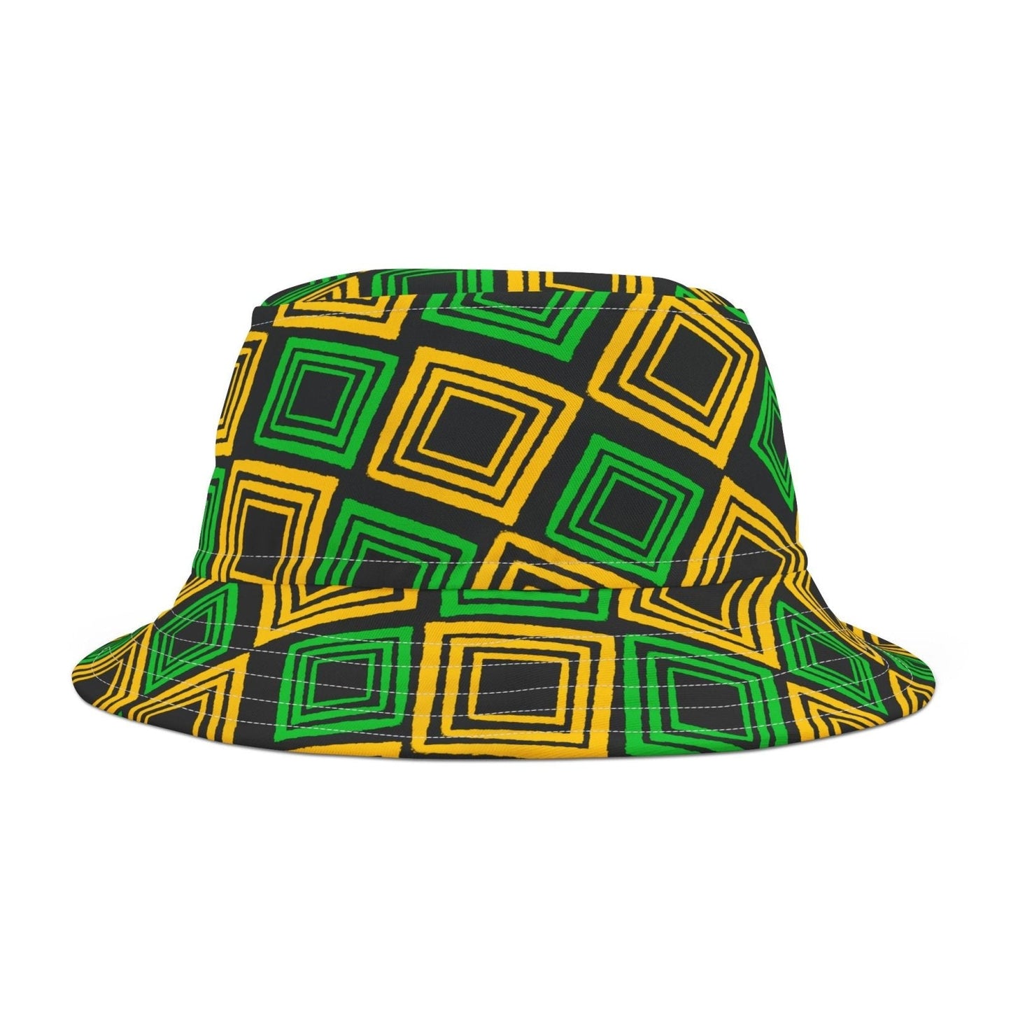 Bucket Hat with Square Pattern with Jamaica Colors - J.A. Squared | US - Ohhh So Swag