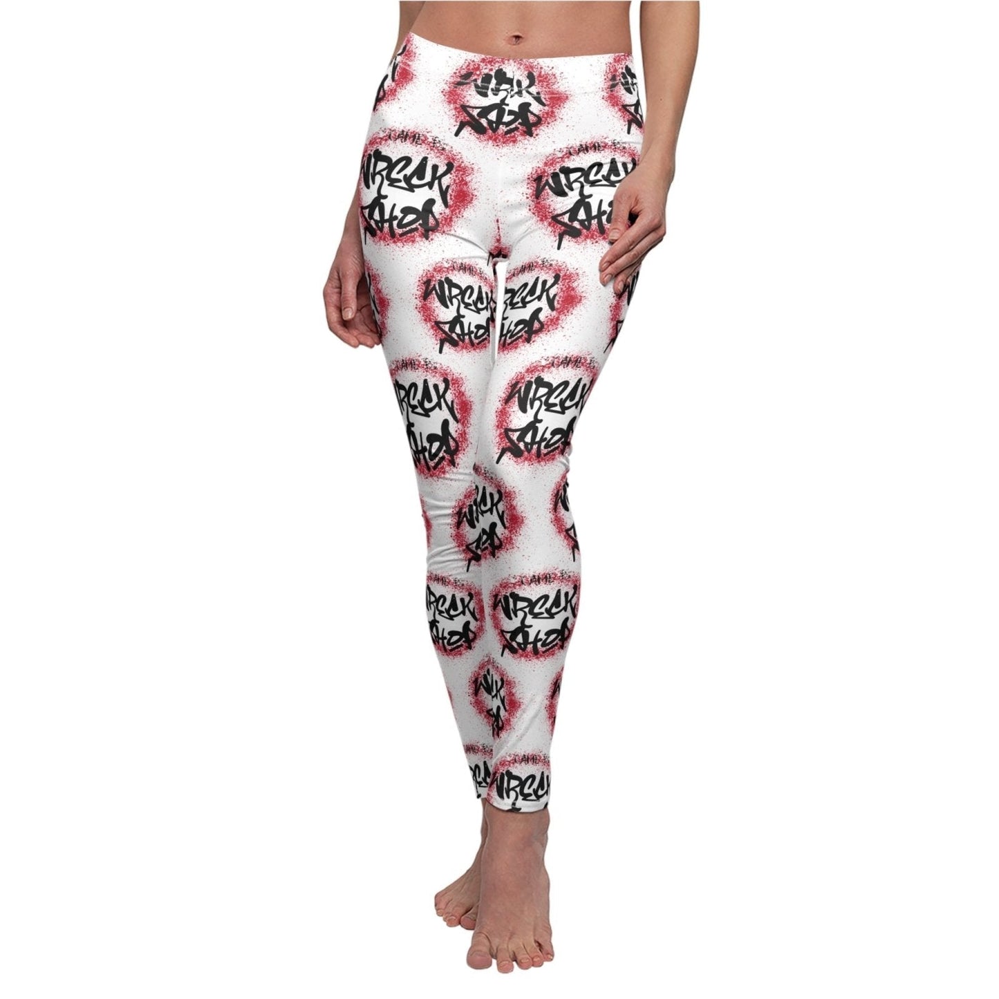 Graffiti Casual Leggings (White) - I Came to Wreck Shop | US - Ohhh So Swag