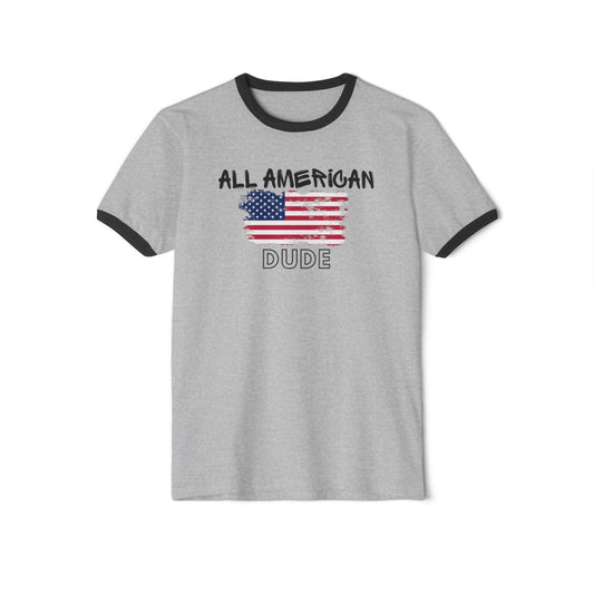 Men's Cotton Ringer Tee - All American Dude | US - Ohhh So Swag