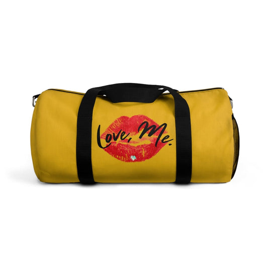 Duffel Bag with Red Kiss Lips, Green Heart (Yellow) - Love, Me. | US - Ohhh So Swag