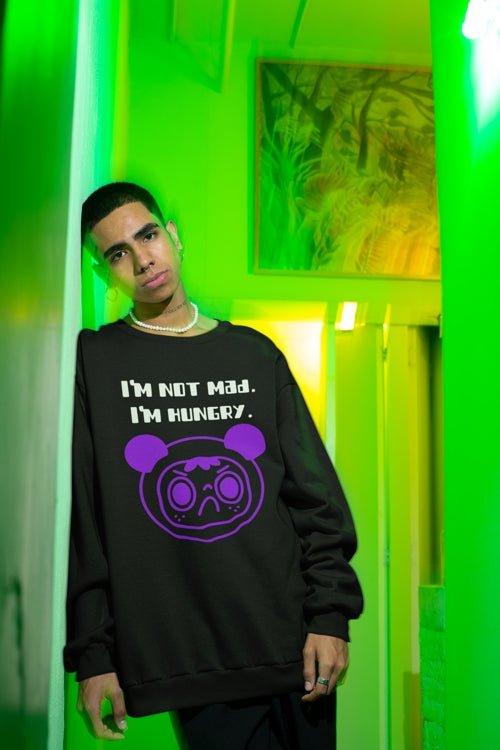 I'm Not Mad. I'm Hungry. Funny Foodie Crewneck Sweatshirt for Men, Women (Back Logo) | CA - Ohhh So Swag