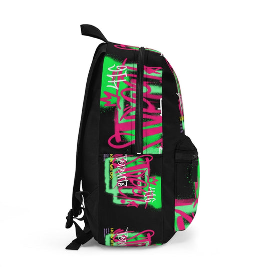 Black Graphic Backpack with Laptop Compartment, Graffiti - Toronto. How We Do. Style Music Diversity | US - Ohhh So Swag