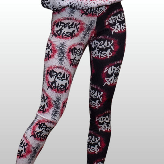 Graffiti Casual Leggings (Black/White Mix - up) - I Came to Wreck Shop | US - Ohhh So Swag
