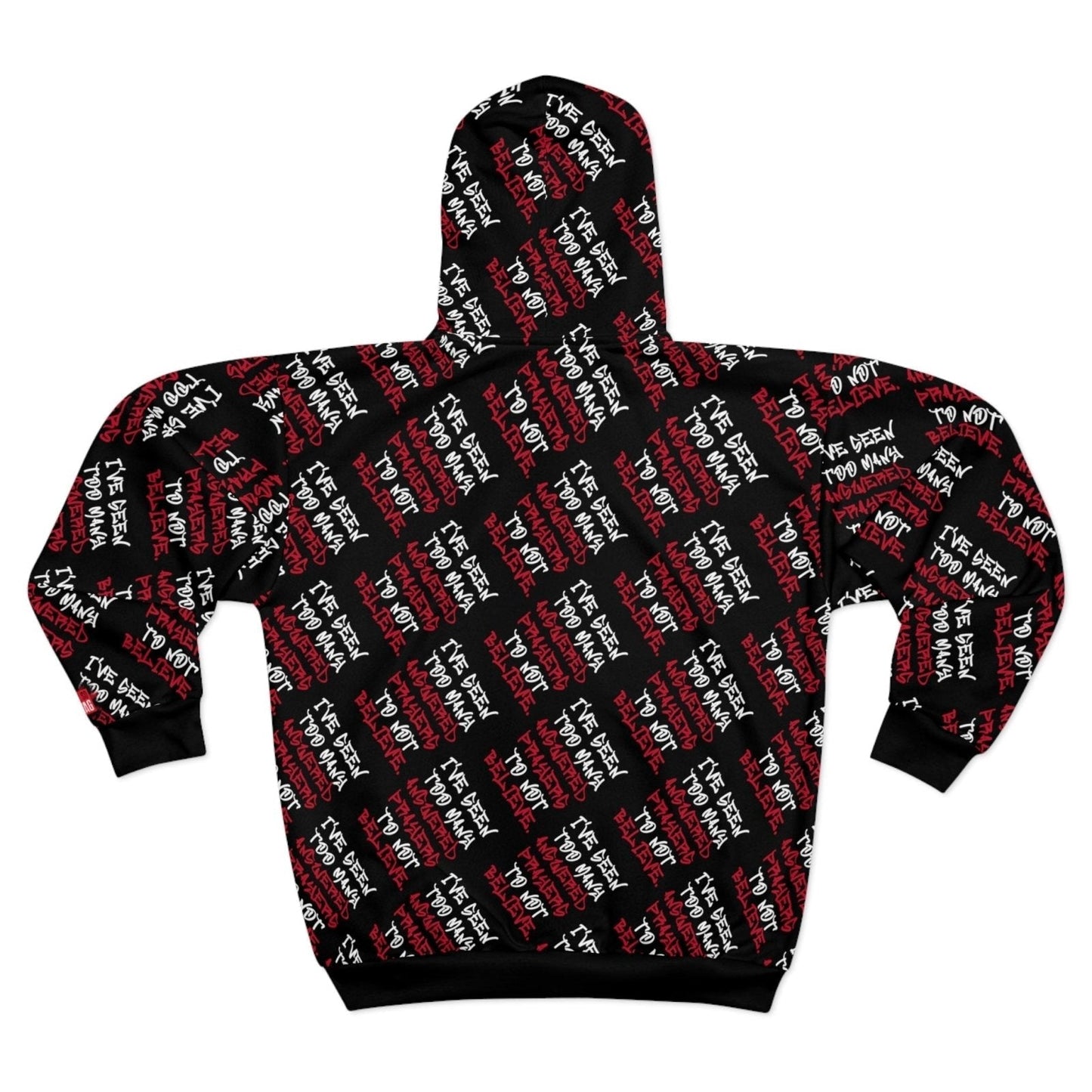 Graphic All - Over Print Full Zip Streetwear Hoodie, Black – I’ve Seen Too Many Answered Prayers to Not Believe | US - Ohhh So Swag