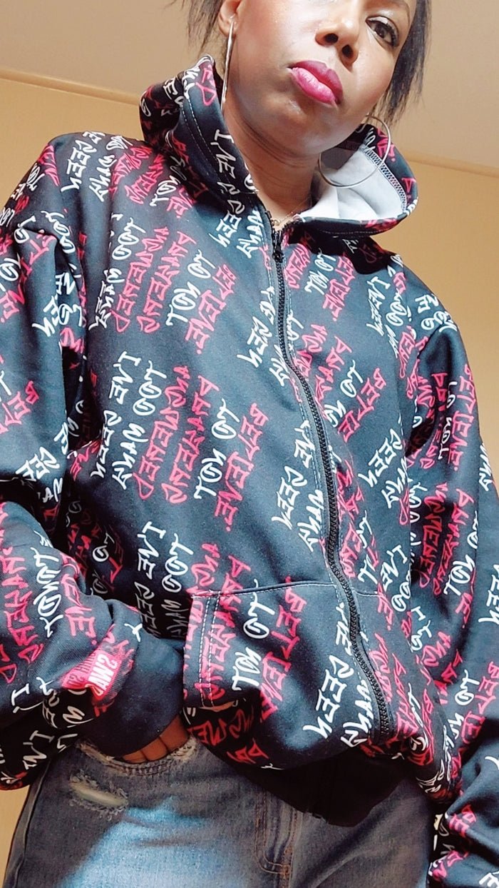 Graphic All - Over Print Full Zip Streetwear Hoodie, Black – I’ve Seen Too Many Answered Prayers to Not Believe | US - Ohhh So Swag