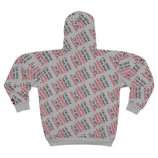 Graphic All - Over Print Full Zip Streetwear Hoodie, Light Grey – I’ve Seen Too Many Answered Prayers to Not Believe | US - Ohhh So Swag