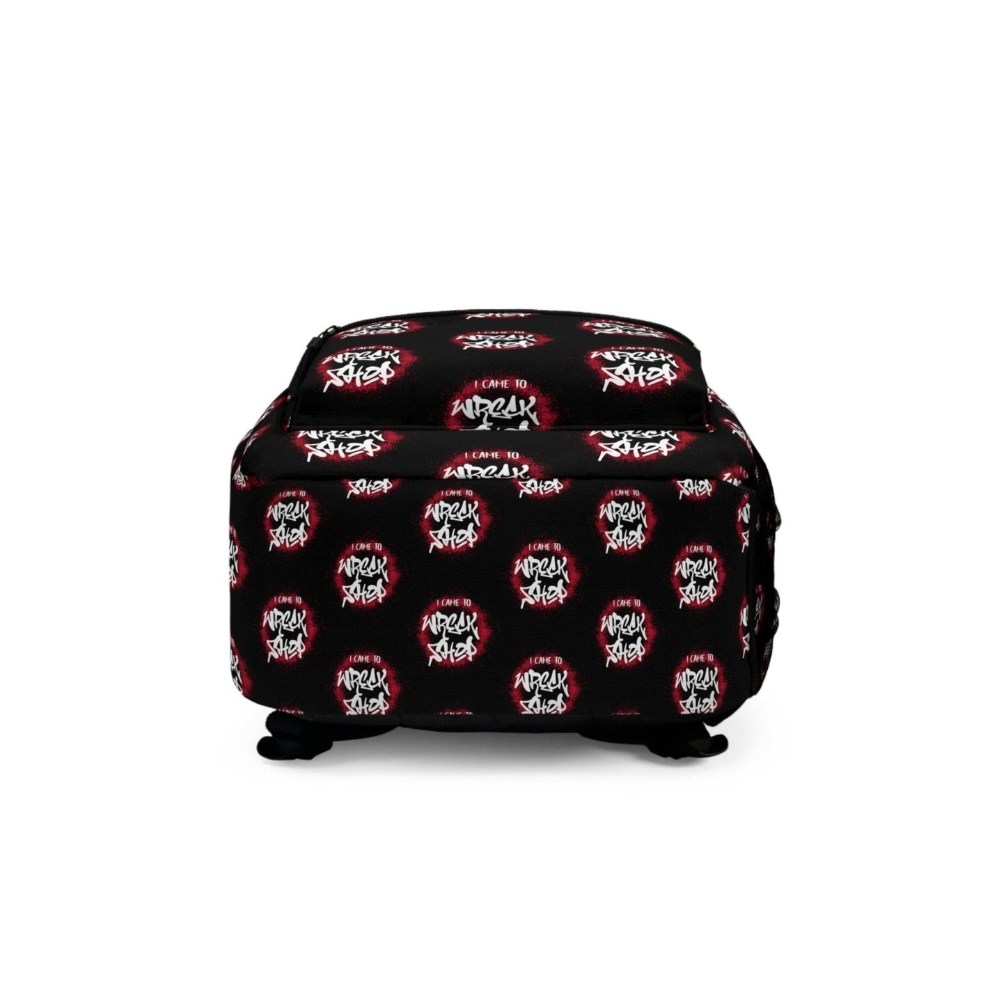 Black Graphic Backpack with Motivational Saying, Hip Hop Graffiti – I Came to Wreck Shop | US - Ohhh So Swag