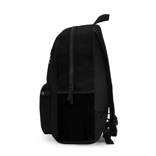 Black Graphic Backpack with Laptop Pocket, Red Kiss Lips, Green Heart – Love, Me. | US - Ohhh So Swag