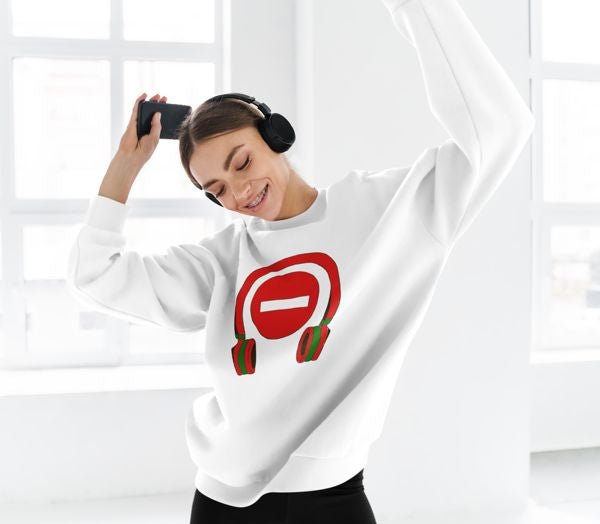 Graphic Sweatshirt, Large Print (White) – Do Not Disturb, I'm Vibing. | US - Ohhh So Swag