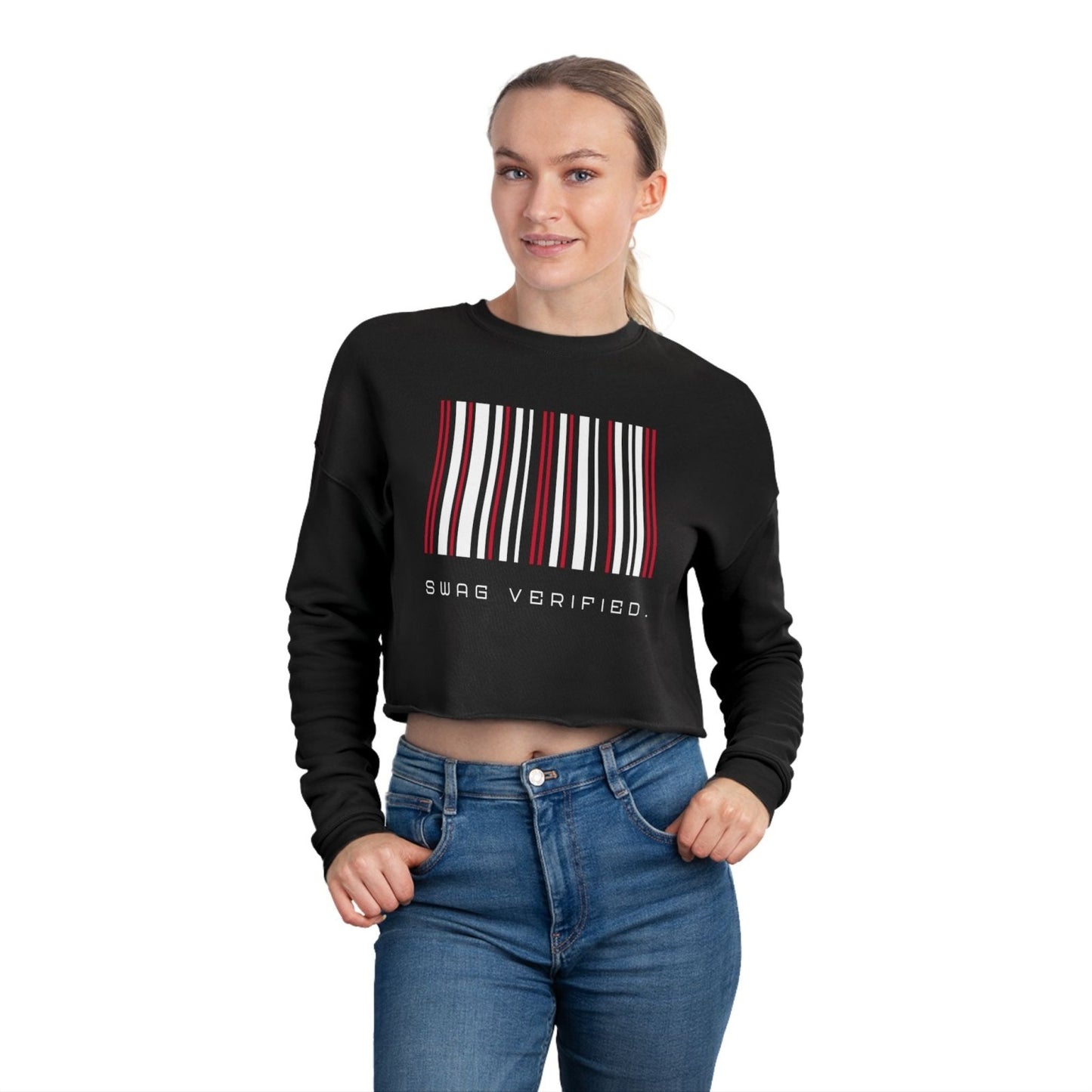 Long Sleeve Cropped Sweatshirt - Swag Verified. Barcode | US - Ohhh So Swag