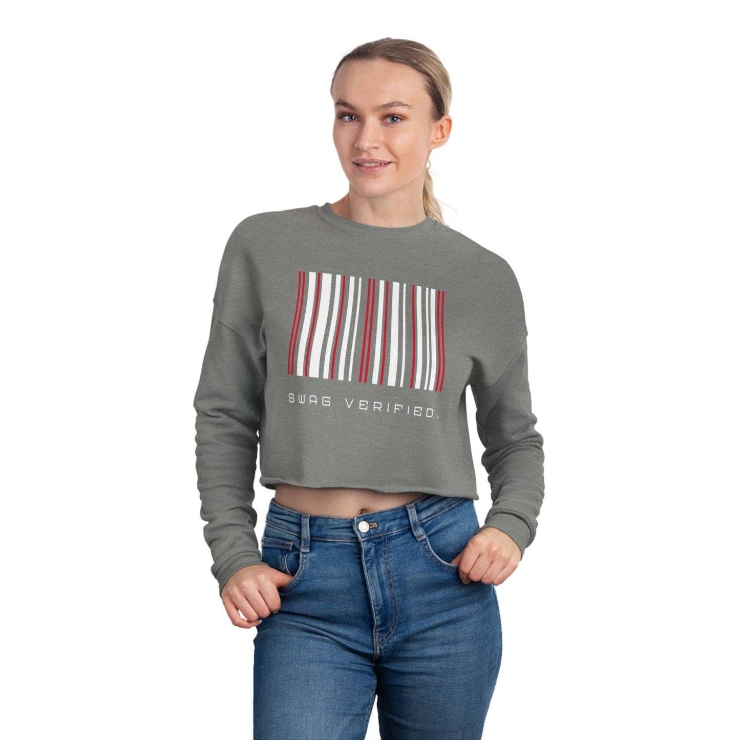 Long Sleeve Cropped Sweatshirt - Swag Verified. Barcode | US - Ohhh So Swag