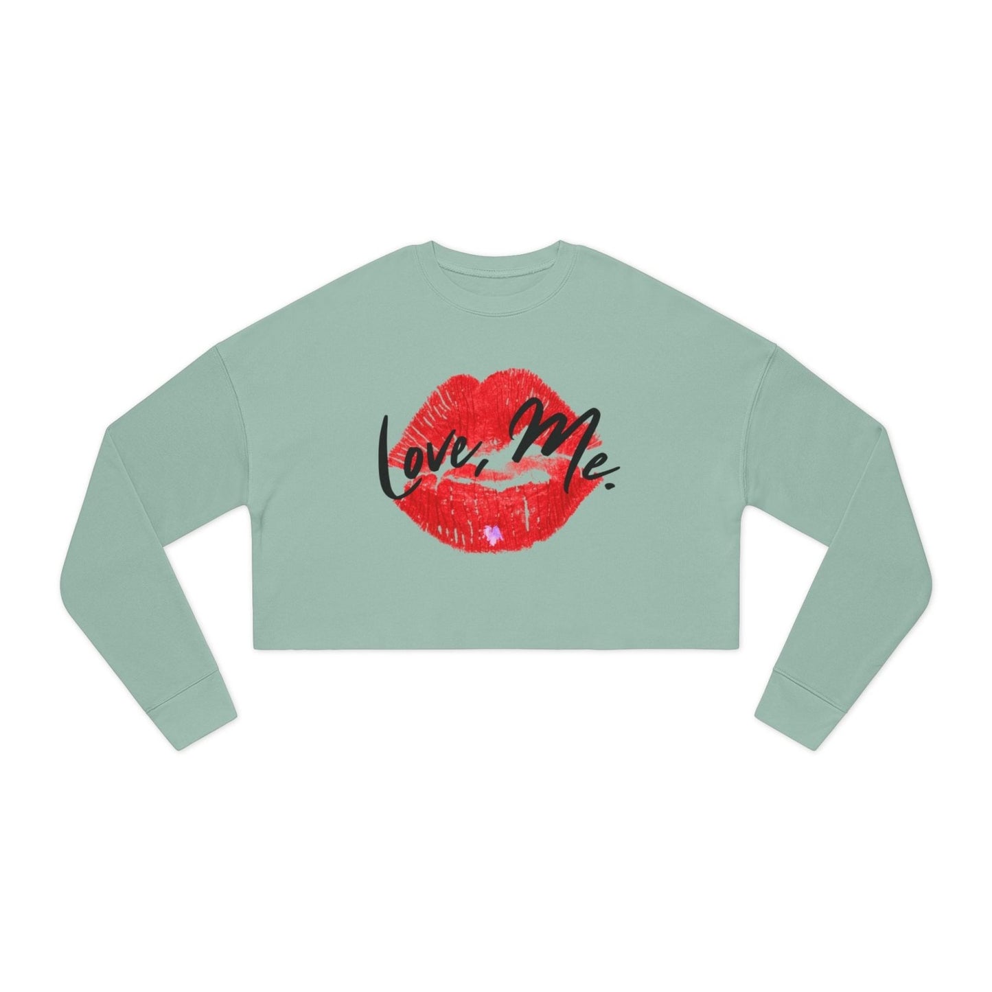 Long Sleeve Streetwear Crop Top, Red Kiss Lips, Purple Heart - Love, Me. | US - Ohhh So Swag