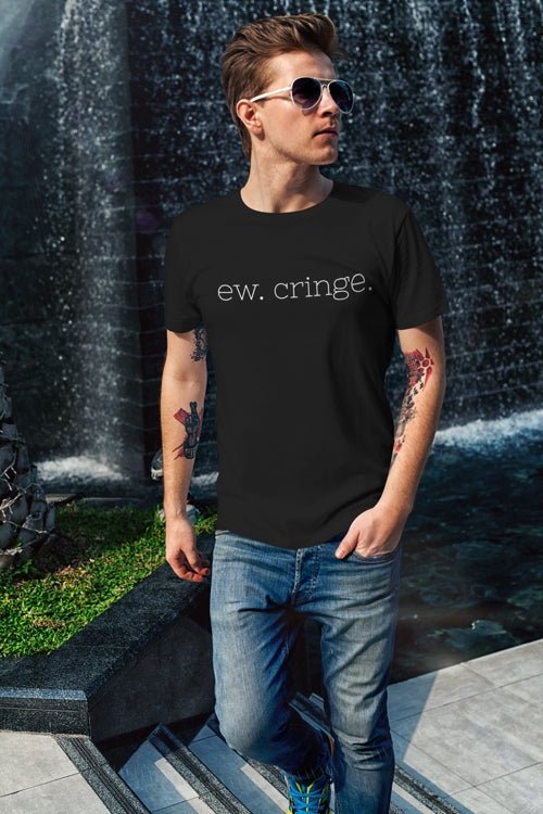 Ew Cringe Sarcastic Funny Softstyle Short Sleeve Shirt (Back Logo) | CA - Ohhh So Swag