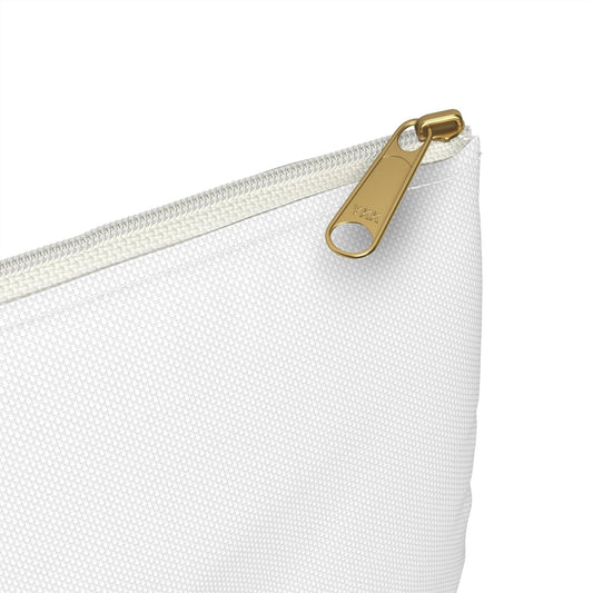 White Personalized Makeup Pouch, Toiletry Bag, Cosmetic Bag, Accessory Pouch, Red Lips/Green Heart, Close | US - Ohhh So Swag