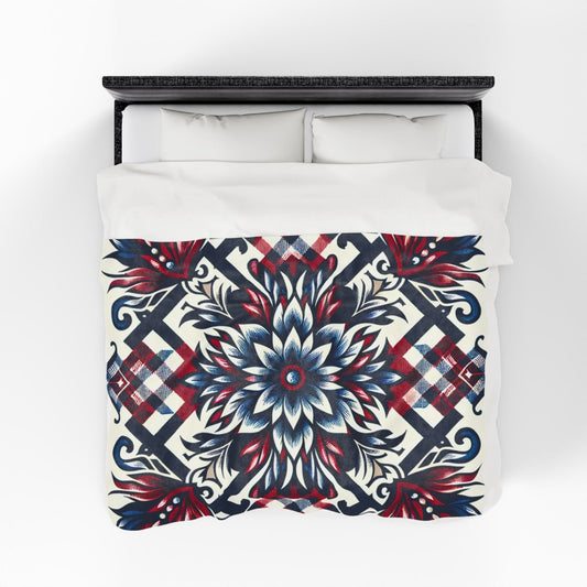 Red White and Blue Plaid Throw Blanket 60x80 | US - Ohhh So Swag