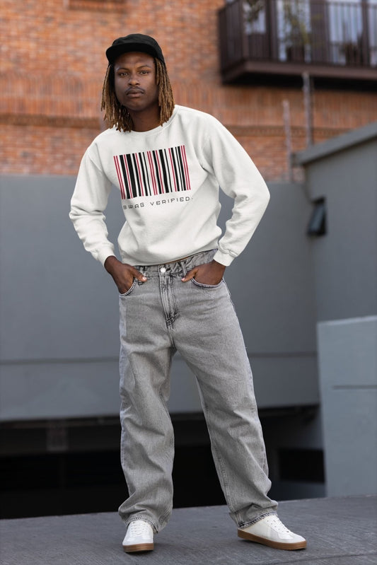 Swag Verified. Sweatshirt, Unisex Barcode Pullover Sweater about Confidence for Men Women, Gift for Him or Her | US - Ohhh So Swag