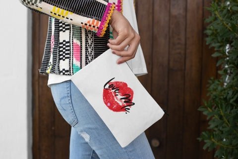 White Lips Makeup Bag, White Toiletry Bag, White Cosmetic Bag – Love, Me. Red Lips, Purple Heart | US - Ohhh So Swag