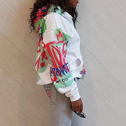 White Zip Graffiti Hoodie - Toronto How We Do Style. Music. Diversity. | US - Ohhh So Swag