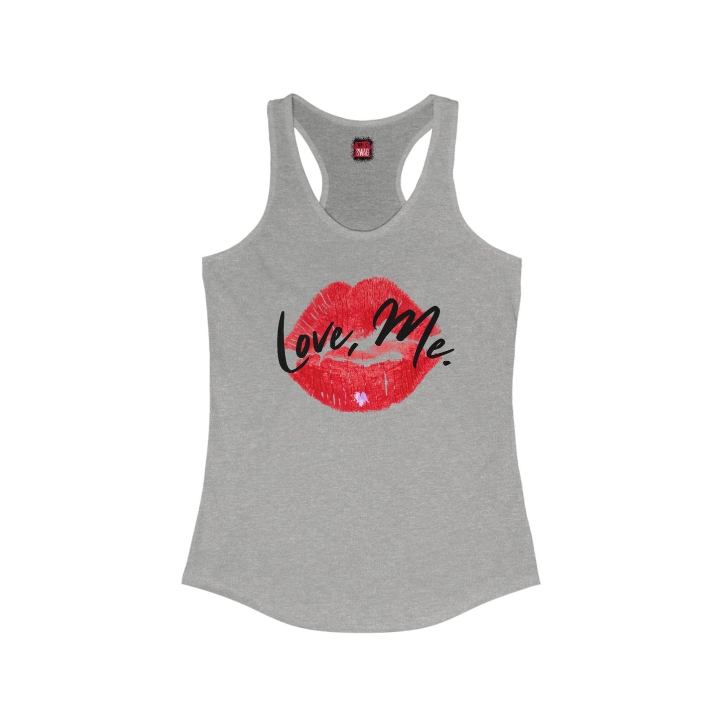 Women's Racerback Tank Top with Red Kiss Lips, Purple Heart - Love, Me. | US - Ohhh So Swag
