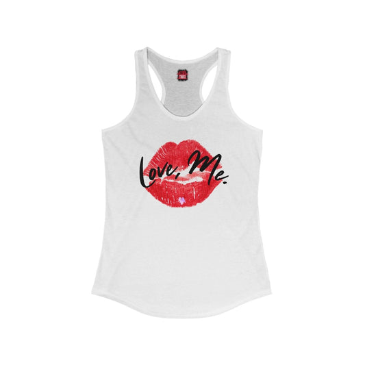 Women's Racerback Tank Top with Red Kiss Lips, Purple Heart - Love, Me. | US - Ohhh So Swag