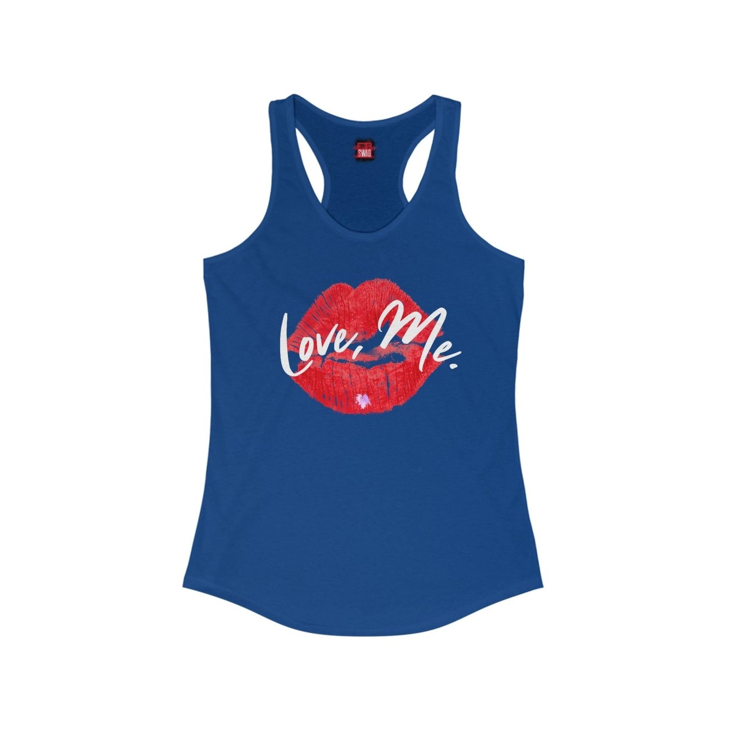 Women's Racerback Tank Top with Red Kiss Lips, Purple Heart - Love, Me. | US - Ohhh So Swag