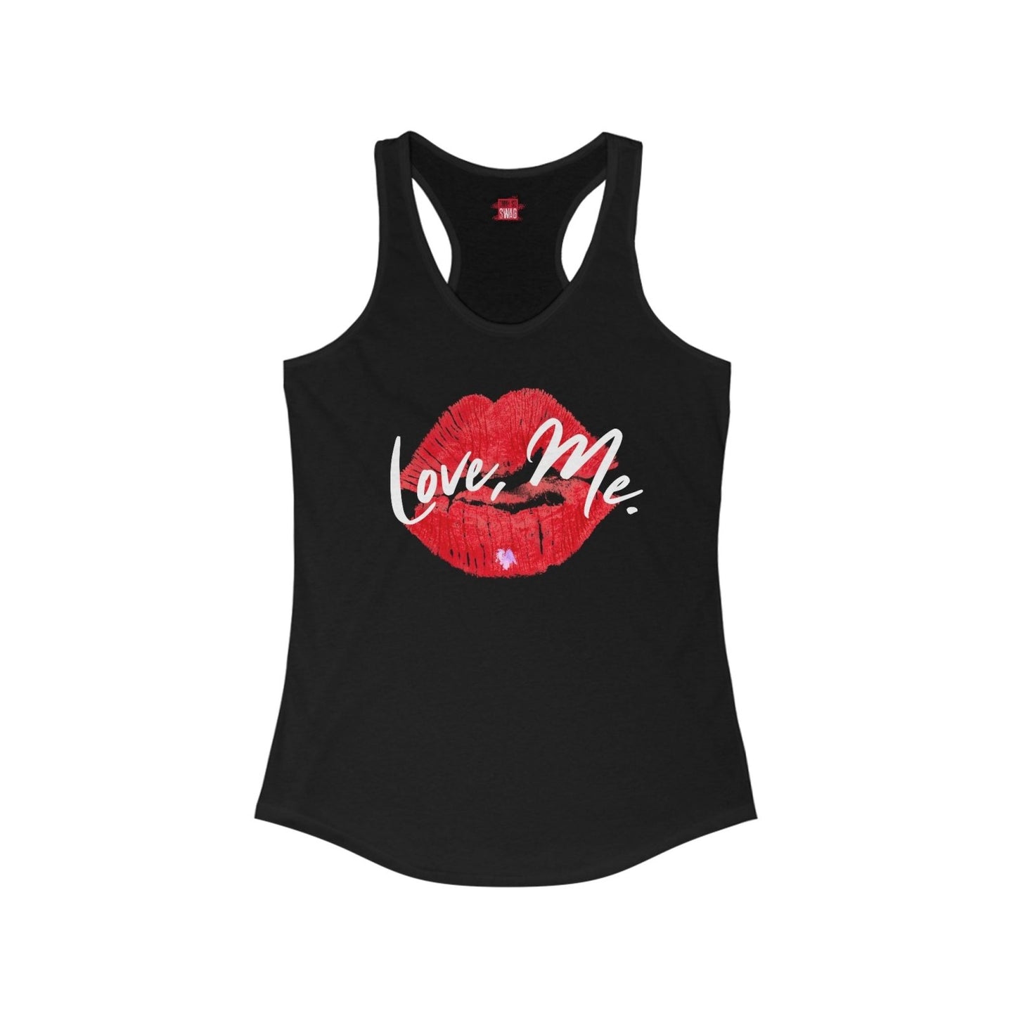 Women's Racerback Tank Top with Red Kiss Lips, Purple Heart - Love, Me. | US - Ohhh So Swag