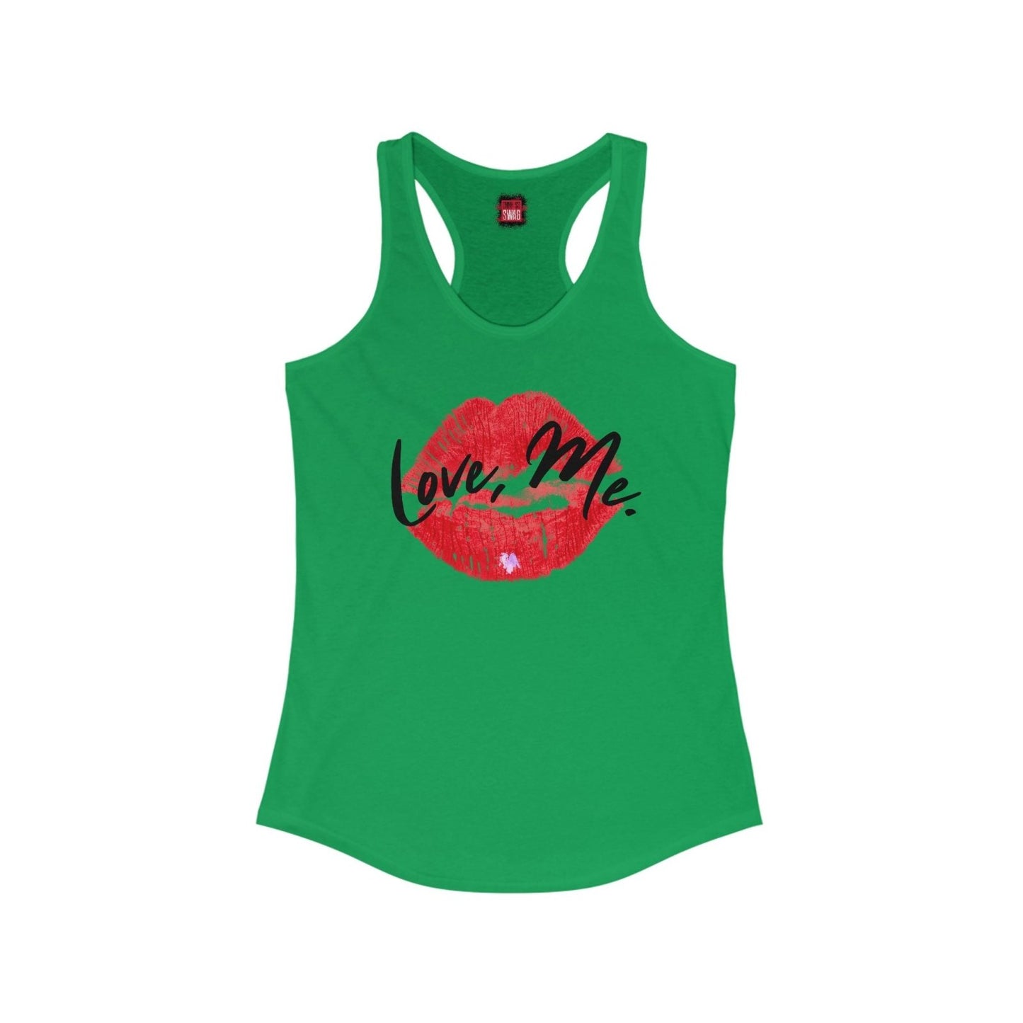 Women's Racerback Tank Top with Red Kiss Lips, Purple Heart - Love, Me. | US - Ohhh So Swag