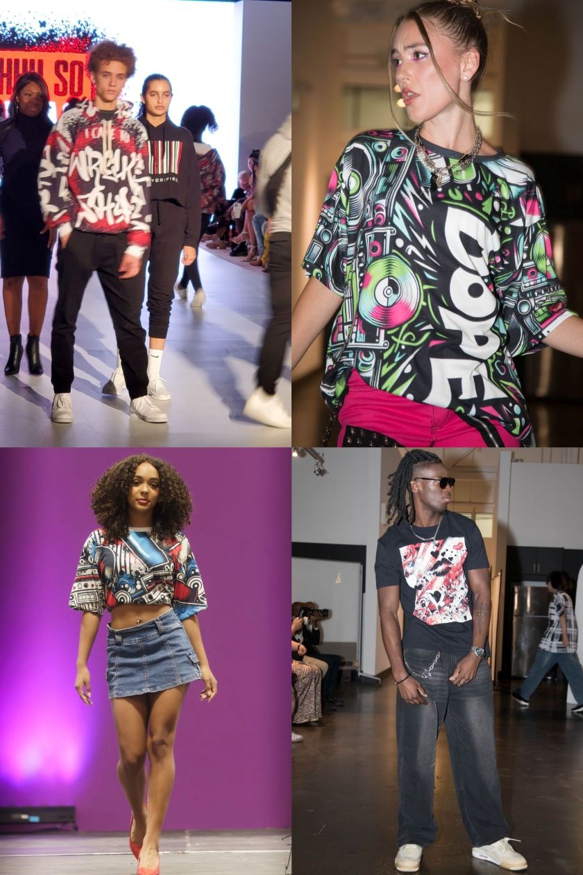 Collage of professional photos from Ohhh So Swag's fashion show appearances