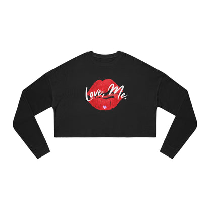 Long Sleeve Streetwear Crop Top, Red Kiss Lips, Purple Heart - Love, Me. | US