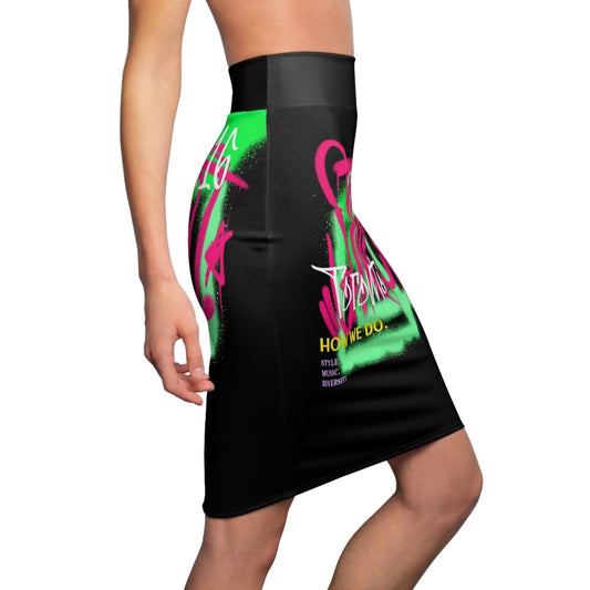 90s Neon and Black Graffiti Pencil Skirt - Toronto. How We Do. Style. Music. Diversity. | US - Ohhh So Swag