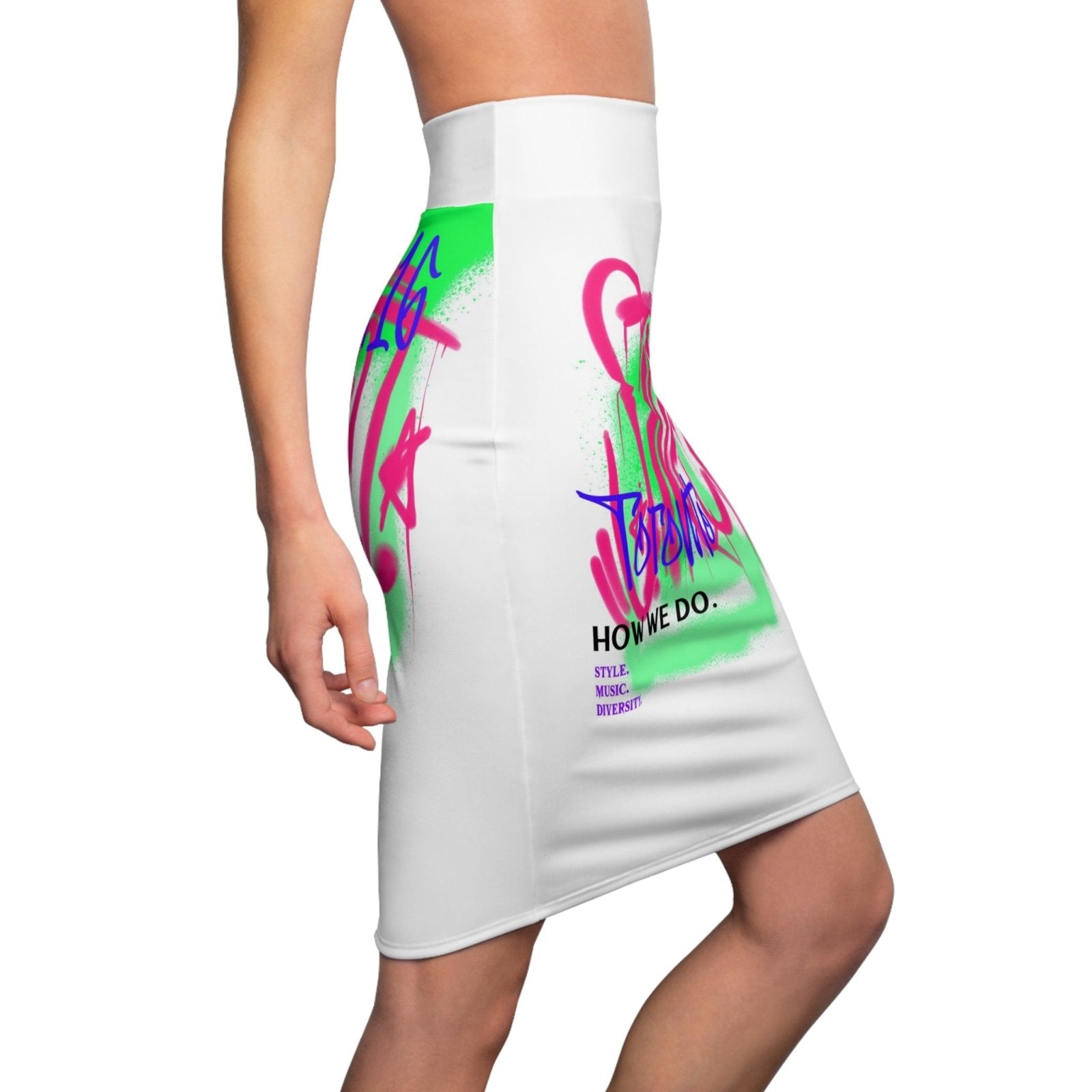 90s Neon and White Pencil Skirt - Toronto. How We Do. Style. Music. Diversity. | US - Ohhh So Swag