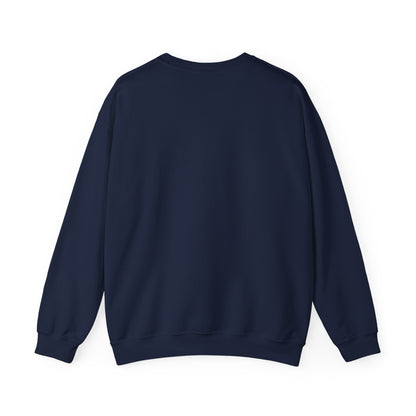 Back of navy blue sweatshirt on a white background