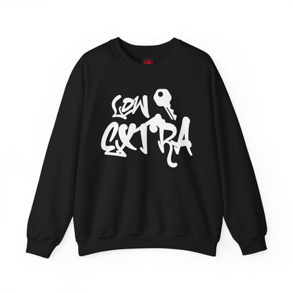 Front view of black Lowkey Extra pullover sweatshirt | Ohhh So Swag