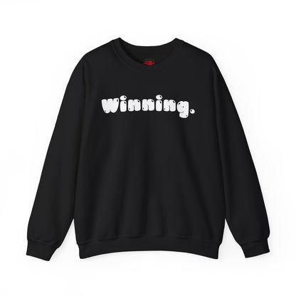 Front view of black Winning crewneck sweatshirt on a white background | Ohhh So Swag