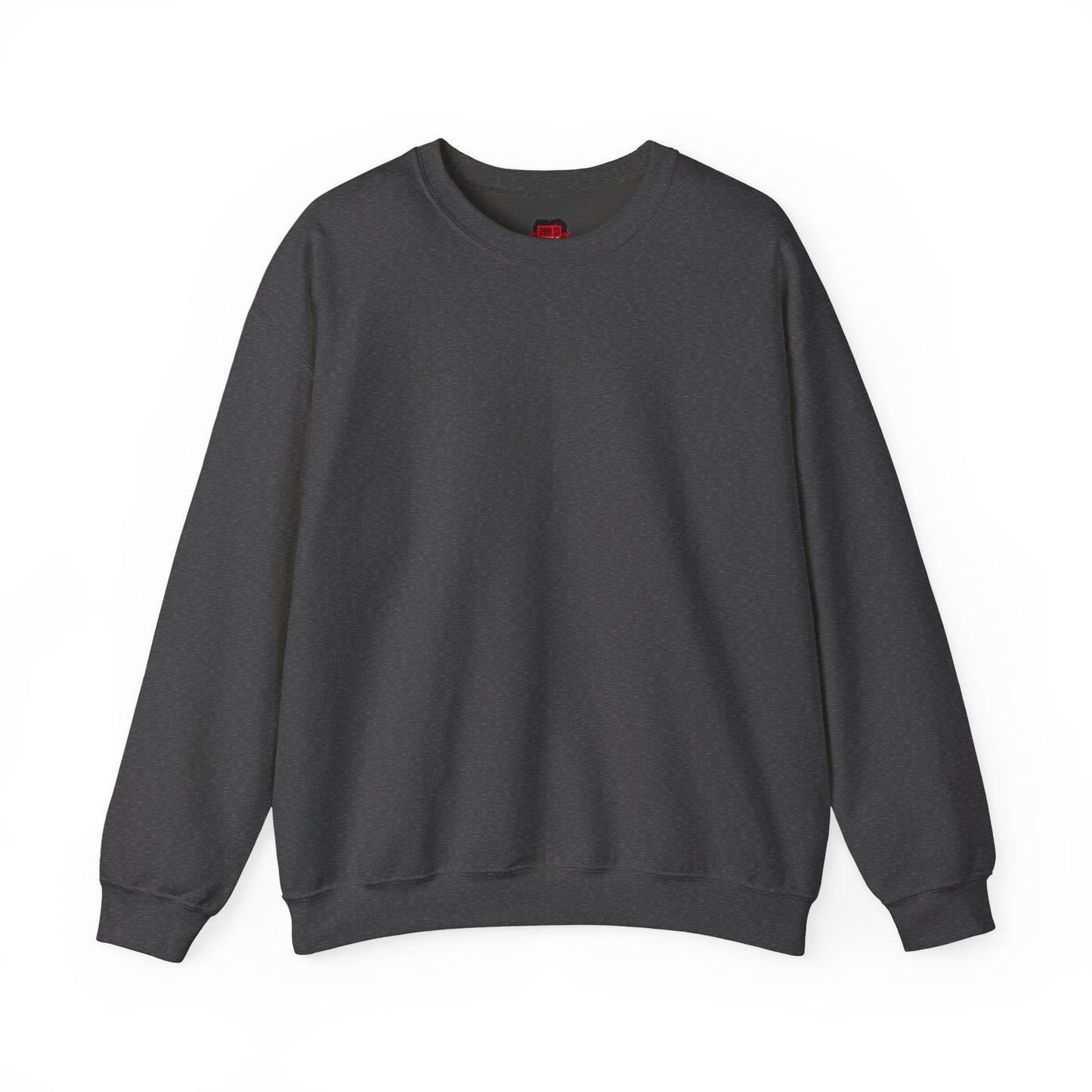 Front view of dark heather Color Me Basic crewneck sweatshirt | Ohhh So Swag