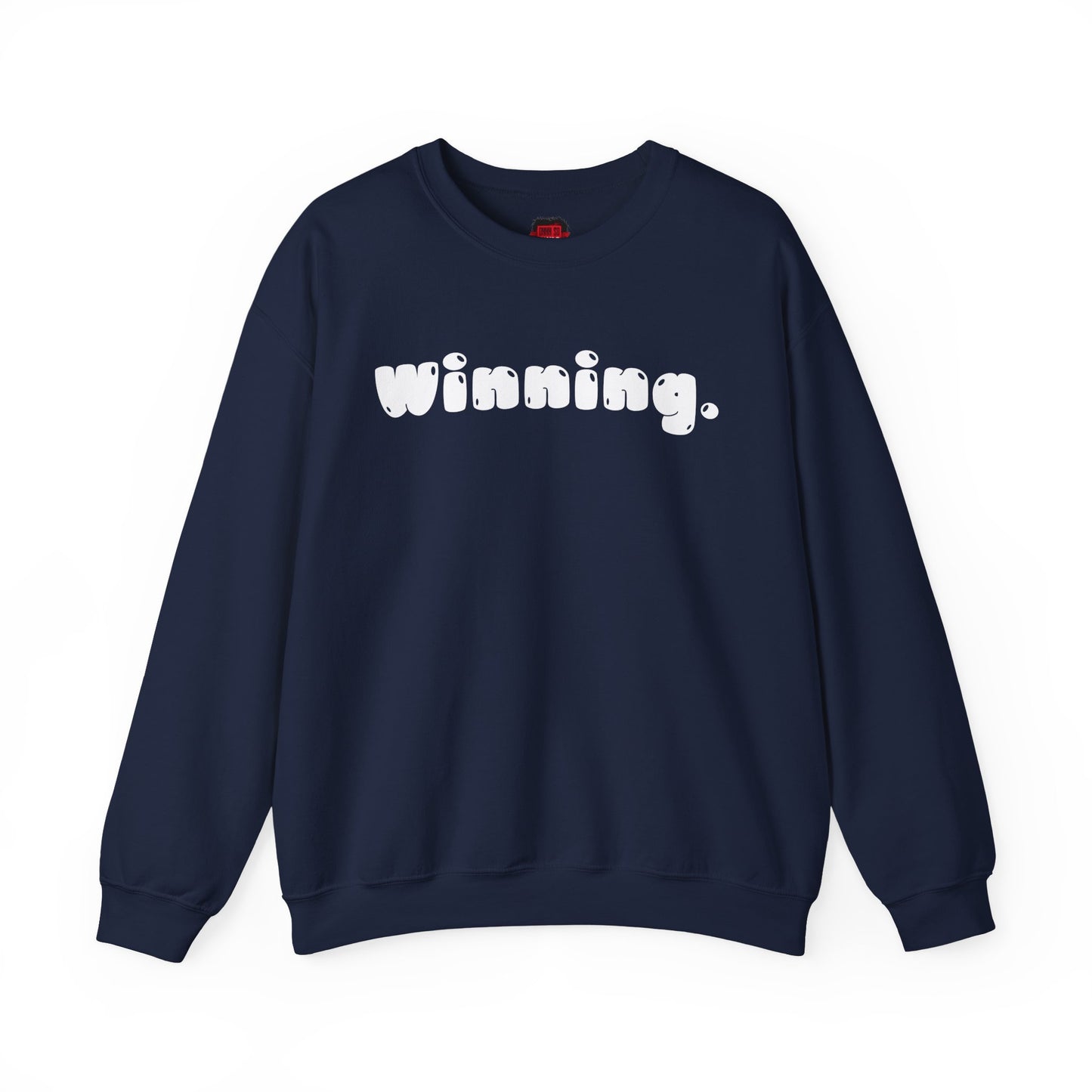Front view of navy blue Winning pullover sweatshirt on a white background | Ohhh So Swag