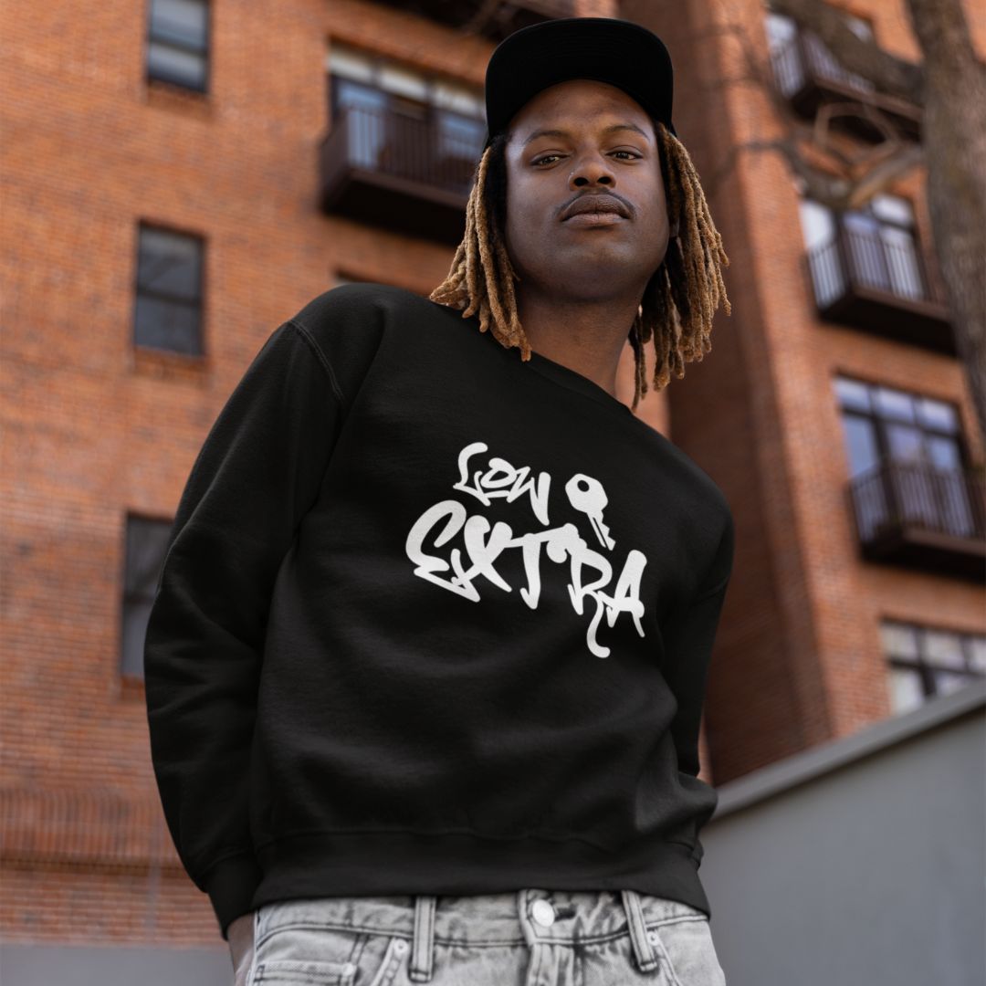 Lowkey Extra Men's and Women's Unisex Medium Heavy Crewneck Sweatshirt (Back Logo) | CA