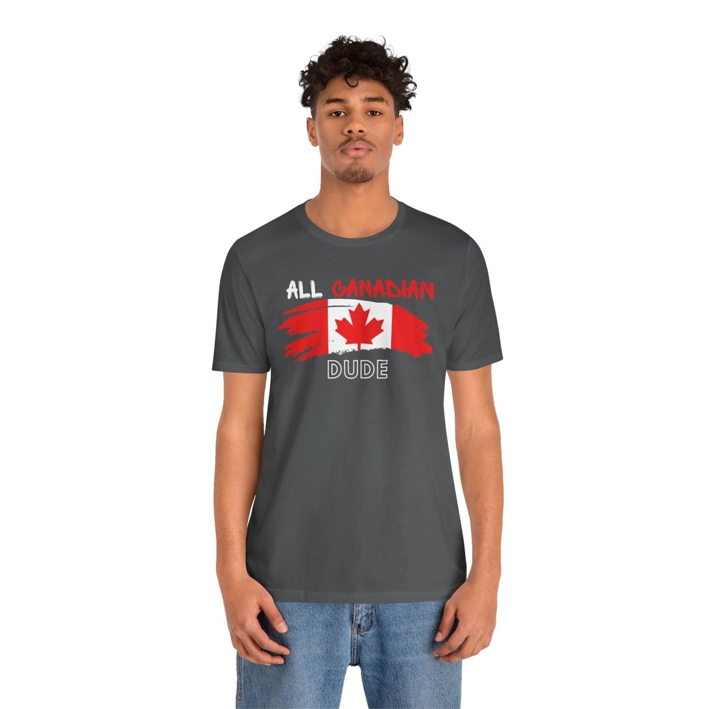 All Canadian Dude Graphic Tee, Men's Canada Day T-shirt, Short Sleeve Soft Style Canada Flag Shirt for Men | CA - Ohhh So Swag