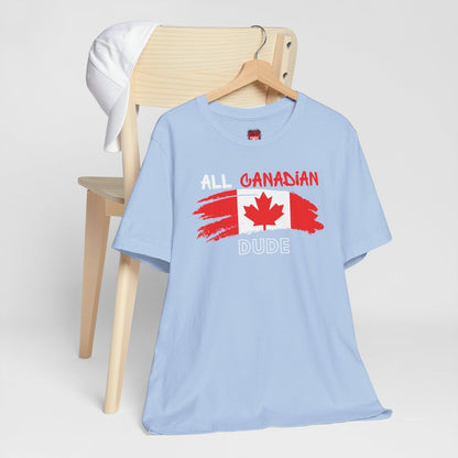 All Canadian Dude Graphic Tee, Men's Canada Day T-shirt, Short Sleeve Soft Style Canada Flag Shirt for Men | CA - Ohhh So Swag