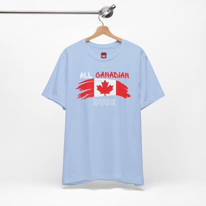 All Canadian Dude Graphic Tee, Men's Canada Day T-shirt, Short Sleeve Soft Style Canada Flag Shirt for Men | CA - Ohhh So Swag
