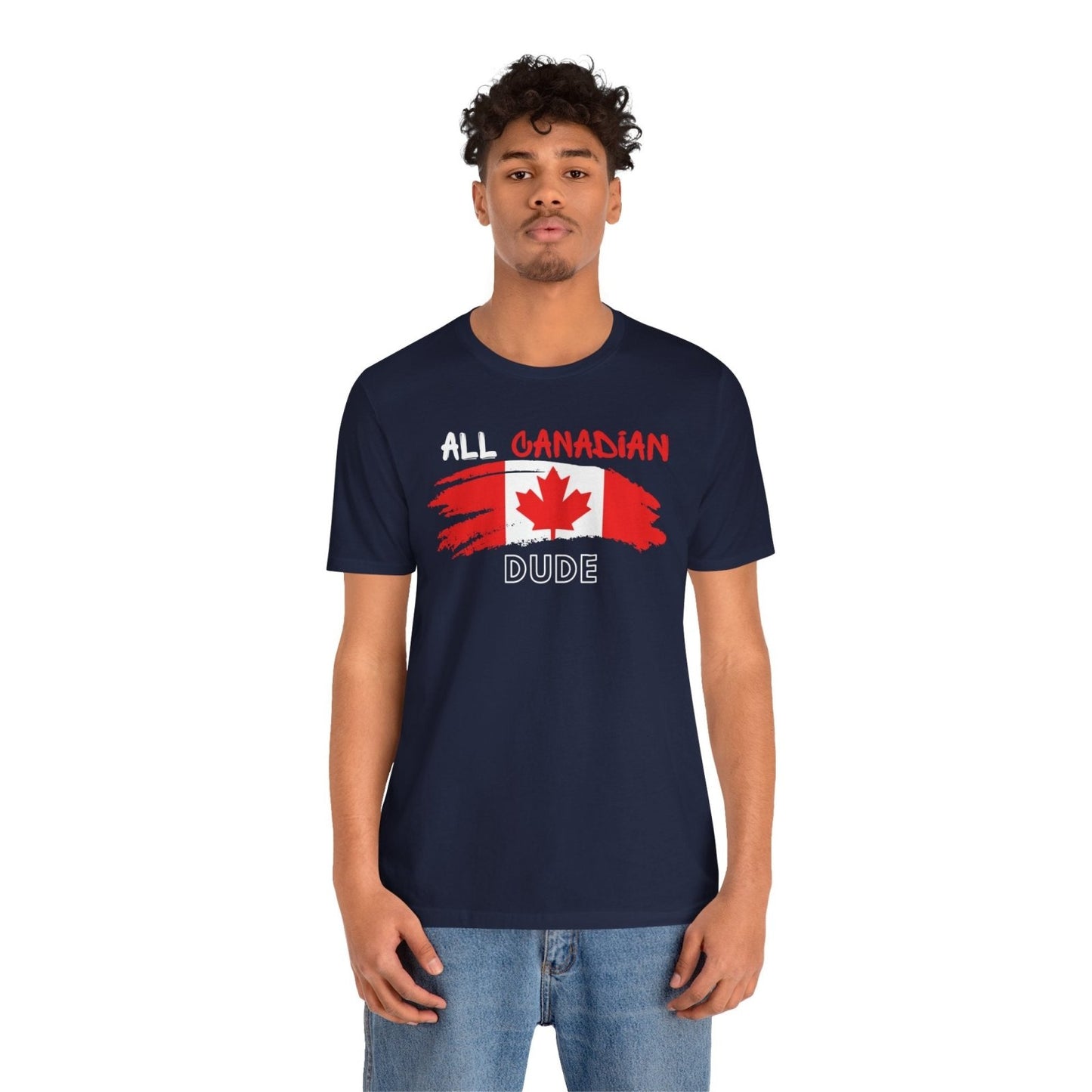 All Canadian Dude Graphic Tee, Men's Canada Day T-shirt, Short Sleeve Soft Style Canada Flag Shirt for Men | CA - Ohhh So Swag