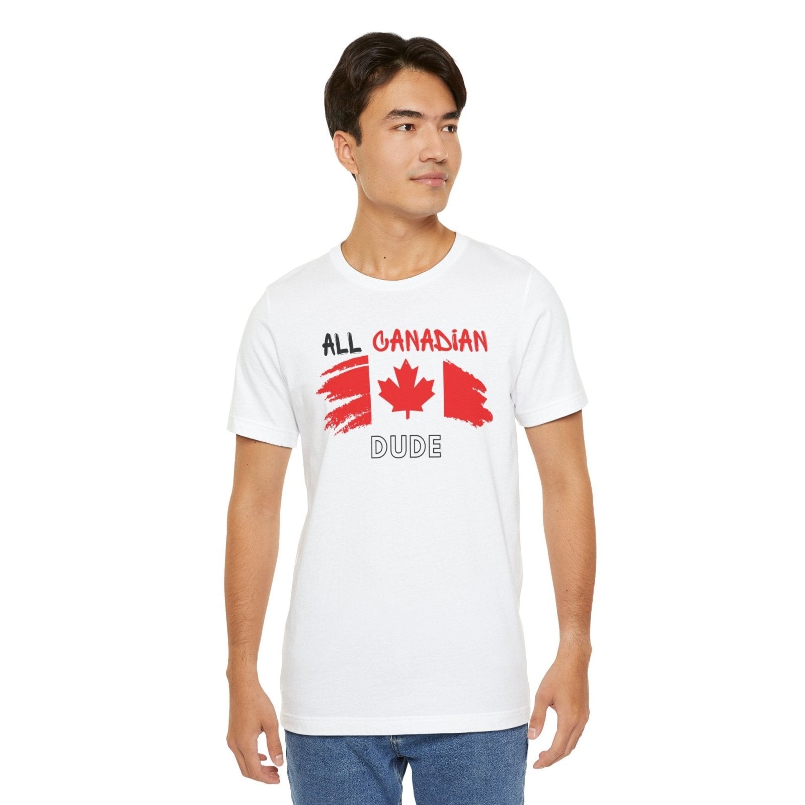 All Canadian Dude Graphic Tee, Men's Canada Day T-shirt, Short Sleeve Soft Style Canada Flag Shirt for Men | CA - Ohhh So Swag