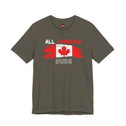 All Canadian Dude Graphic Tee, Men's Canada Day T-shirt, Short Sleeve Soft Style Canada Flag Shirt for Men | CA - Ohhh So Swag