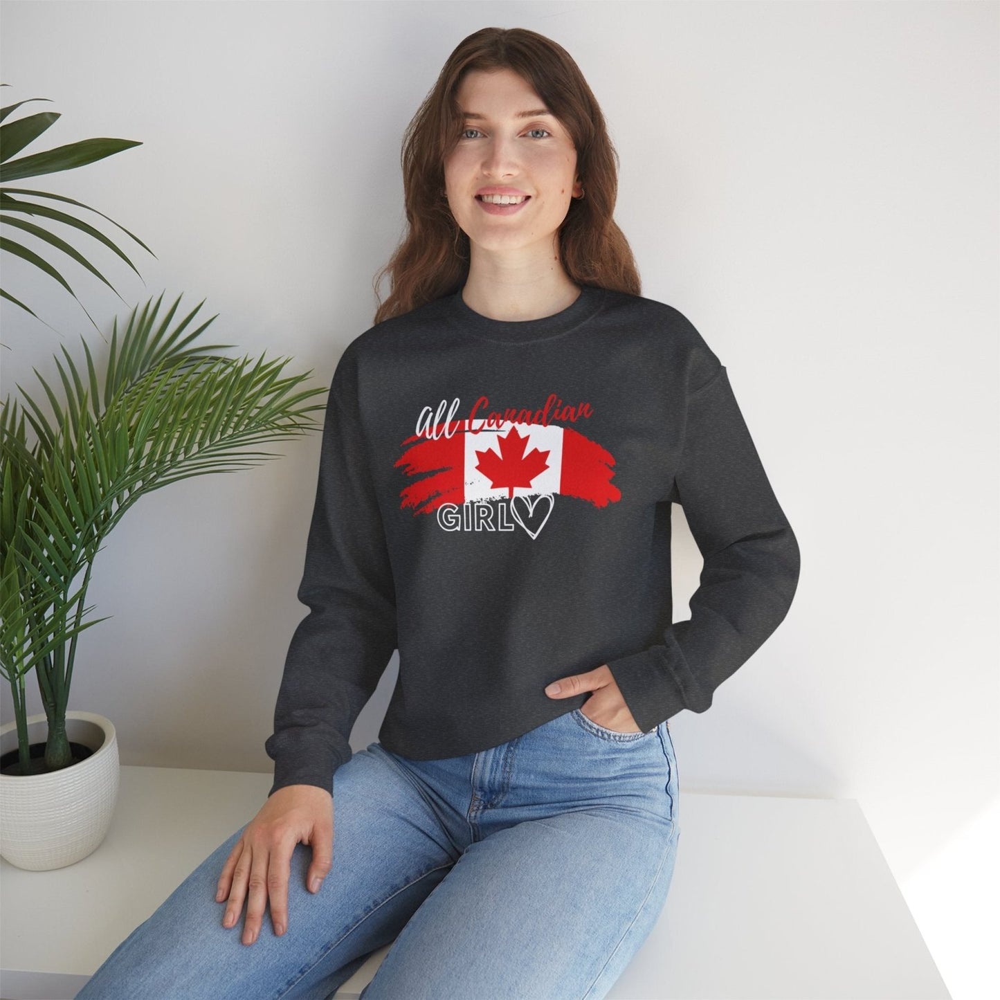 All Canadian Girl Classic Crewneck Pullover, Women's Canada Day Sweater, Canada Flag Sweatshirt for Women | CA - Ohhh So Swag